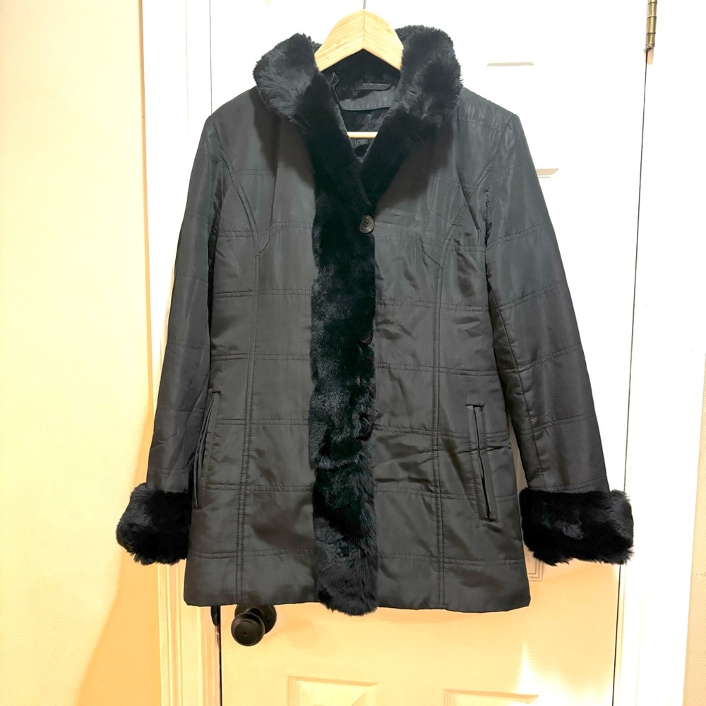 Penny Lane Parka size small Black Removable Faux Fur lining